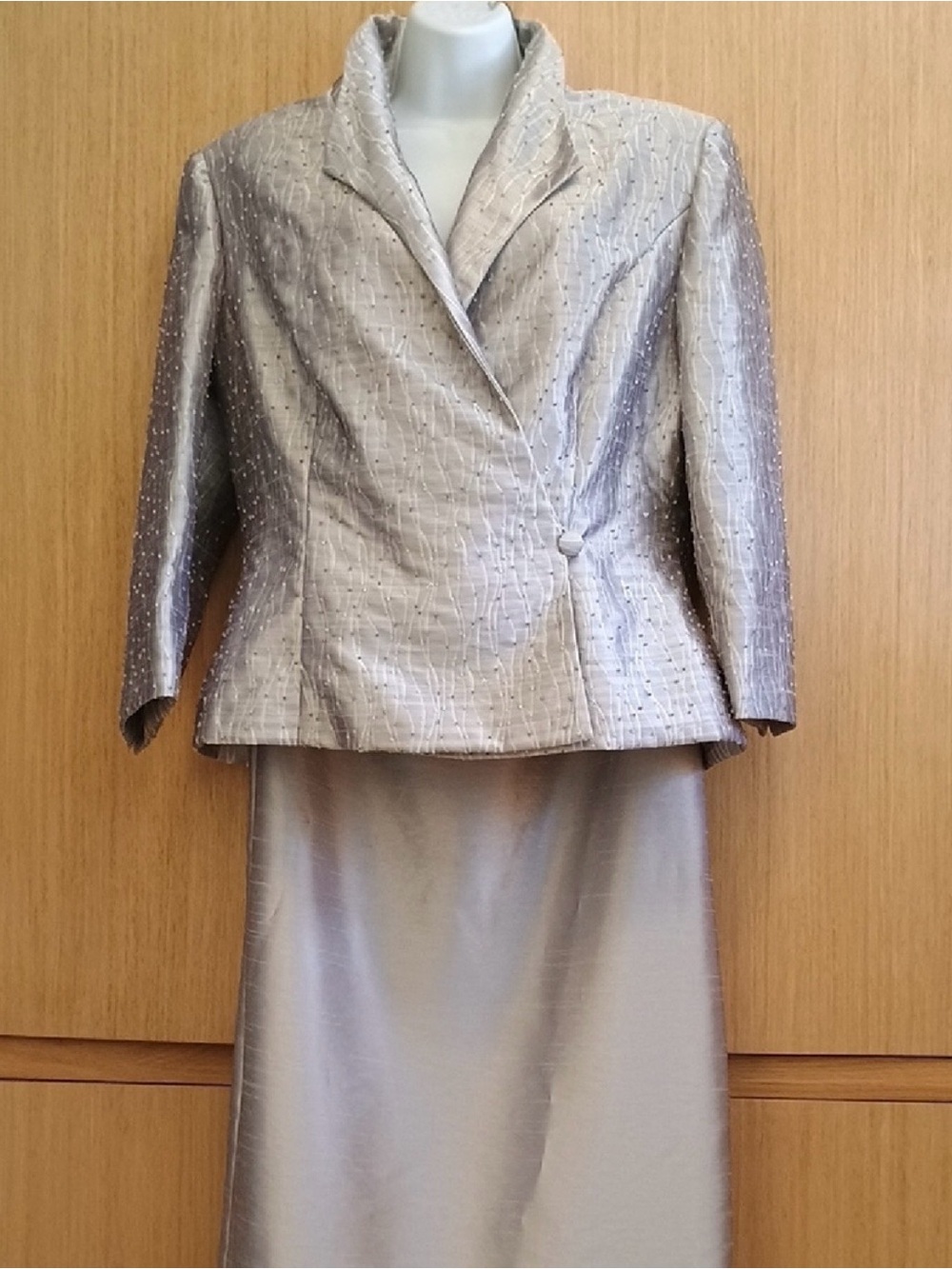 Alex Evenings Metallic Silver Evening Dress - medium to large, size 12-14